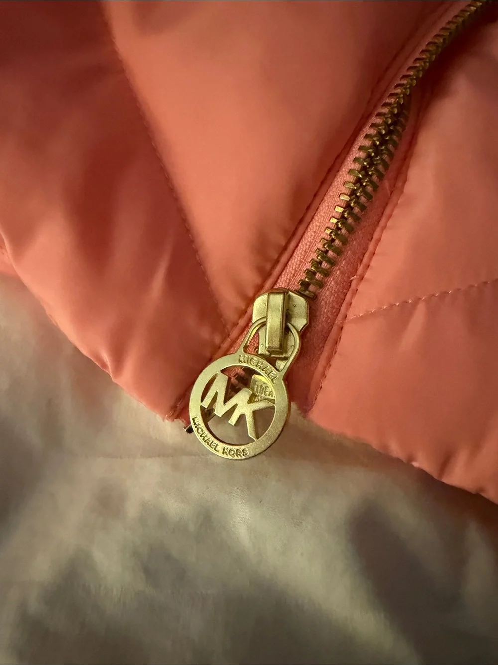 Michael Kors Coral Pink Quilted Sleeveless Vest